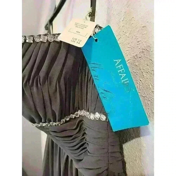 Mori Lee Grey Chiffon Dress Sz 12 NWT Homecoming Bridal Formal Strapless Mini - Picture 4 of 8